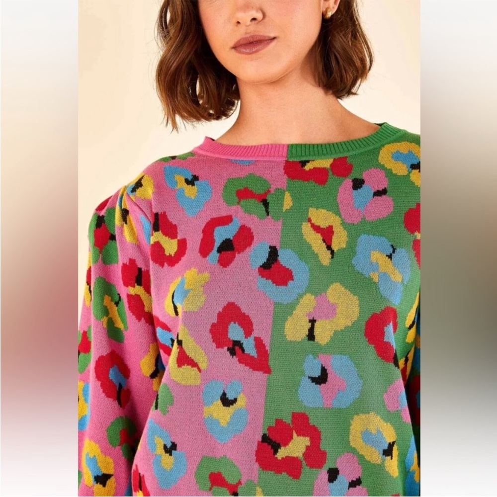 Farm Rio Leopard Light Cotton Sweater - Size S
